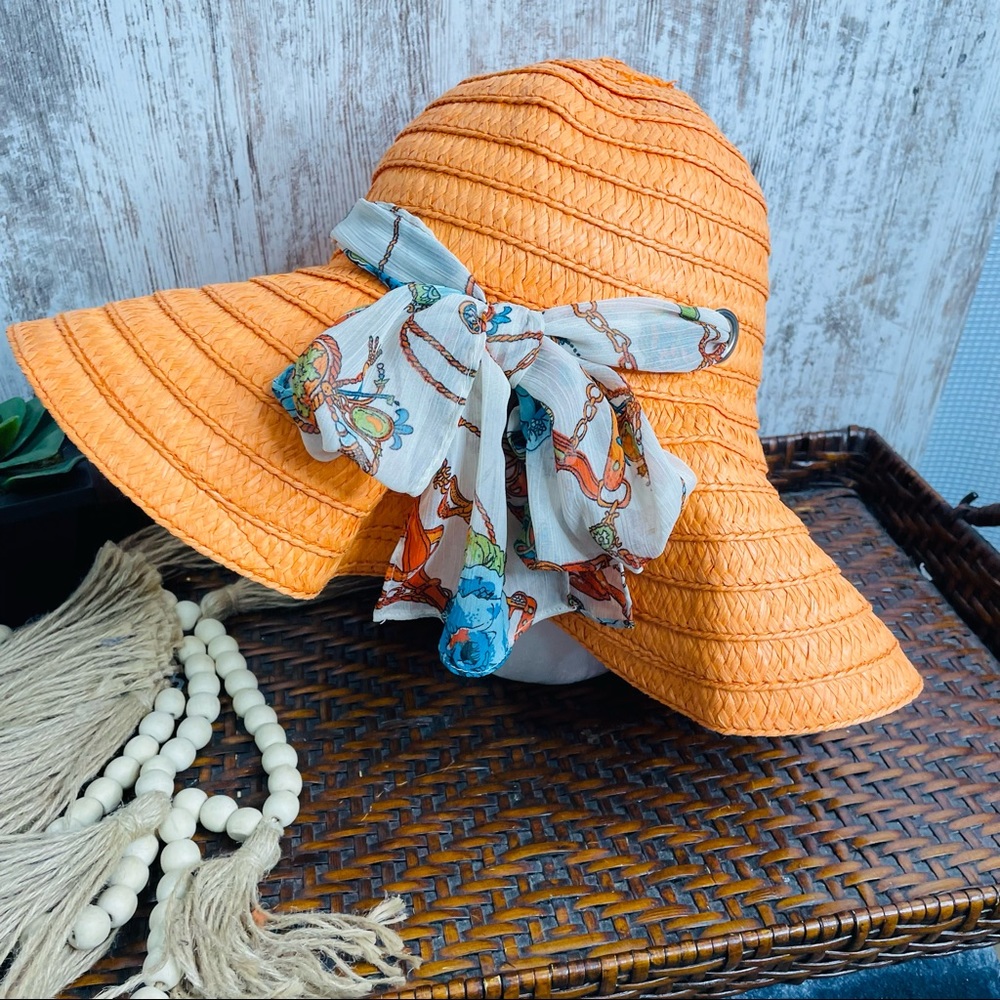 Ruyi orange floppy straw hat